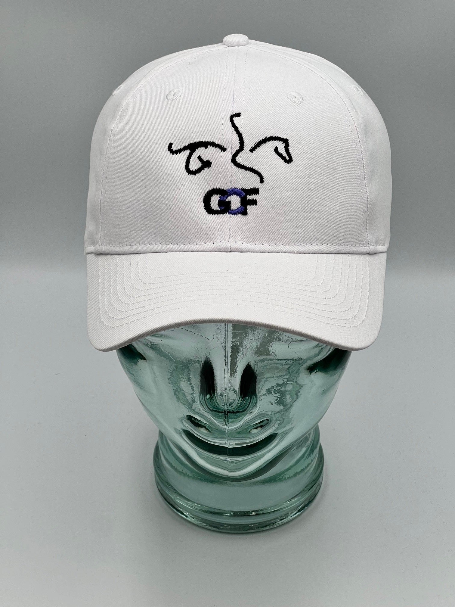White cap with black GCF embroidered design
